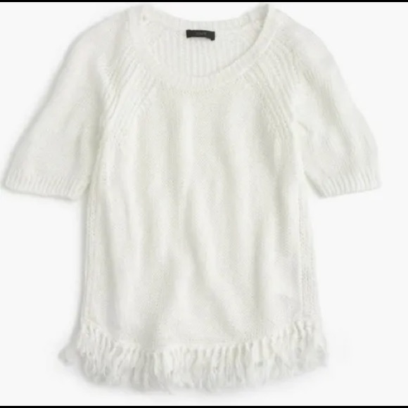J.Crew White Fringe Linen Sweater - Picture 3 of 7